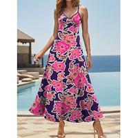 Women's Cami Dress Floral Print Strap Long Dress Maxi Dress Stylish Vacation Sleeveless Summer Lightinthebox