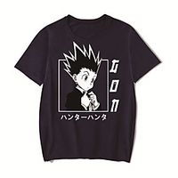 Men's Unisex Tee T shirt Hot Stamping Anime Graphic Prints Plus Size HUNTERXHUNTER Print Short Sleeve Casual Tops Cotton Basic Designer Big and Tall White Black Red miniinthebox - thumbnail