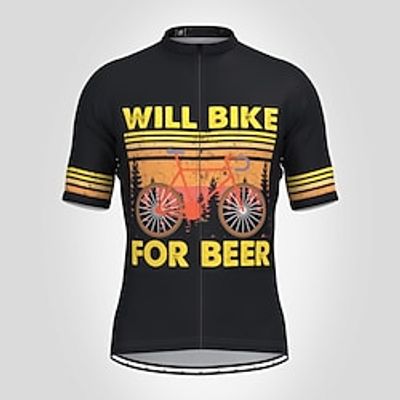 21Grams Men's Short Sleeve Cycling Jersey Black Bike Top Mountain Bike MTB Road Bike Cycling Spandex Quick Dry Moisture Wicking Sports Clothing Apparel  Athleisure Lightinthebox