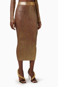 Midi Skirt in Metallic Monogram Knit