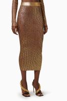 Midi Skirt in Metallic Monogram Knit - thumbnail