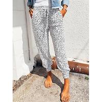 Women's Pants Trousers Polyester Leopard White Brown Casual Daily Ankle-Length Going out Weekend Spring Summer Lightinthebox