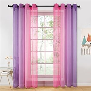 Gradient Sheer Curtains Farmhouse Window Curtains Purple Red For Living Room Bedroom,GrommetEyelet Voile Curtain Vintage French Curtain Drapes 1 Panel Lightinthebox