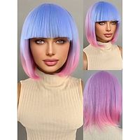 Halloween  Head Short Straight Hair Synthetic 12 Inch Colorful Cosplay Daily Party Wig with Bangs Christmas Party Wigs Lightinthebox - thumbnail
