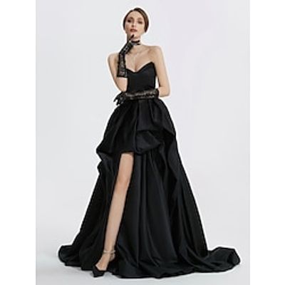 A-Line Evening Gown Vintage Dress Carnival Masquerade Sweep  Brush Train Sleeveless Sweetheart Satin with Ruched Slit 2023 Lightinthebox