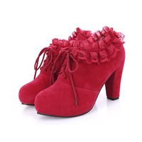 Lace Pointed Toe Lace Up High Heel Ankle Shoes