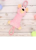 For Pet Dog Chew Squeak Toys Fleece With Cotton Handle Rope - Pink