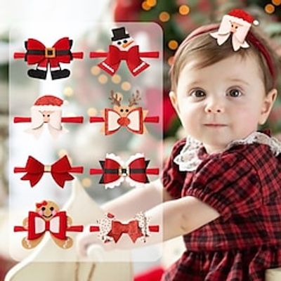 Toddler Girls' Active School  Birthday Solid Color  Graphic Bow Cotton Hair Accessories MB3005 cute little snowman  MB3010 Chestnut Brown Biscuit Princess  MB3011 Christmas glitter bow One-Size Lightinthebox
