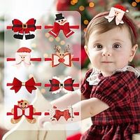 Toddler Girls' Active School  Birthday Solid Color  Graphic Bow Cotton Hair Accessories MB3005 cute little snowman  MB3010 Chestnut Brown Biscuit Princess  MB3011 Christmas glitter bow One-Size Lightinthebox - thumbnail