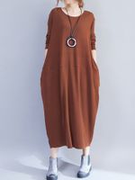 Casual Loose Women Solid Color Dresses