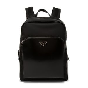 Re-Nylon and leather backpack