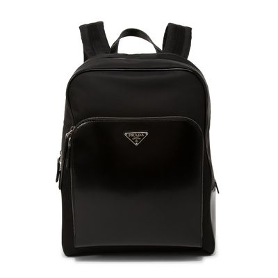 Re-Nylon and leather backpack