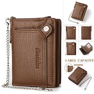 Men's leather wallet PU leather ID card holder combination with anti-theft chain design Lightinthebox