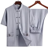 Adults' Men's Chinese Traditional Hanfu For Party Linen Masquerade Top Pants miniinthebox - thumbnail