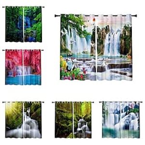 3D Print Blackout Curtain Feather Print Curtain Drapes for Living Room Thermal Insulated Grommet Window Curtains for Bedroom Waterfall Natural Scenery miniinthebox