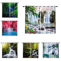 3D Print Blackout Curtain Feather Print Curtain Drapes for Living Room Thermal Insulated Grommet Window Curtains for Bedroom Waterfall Natural Scenery miniinthebox - thumbnail