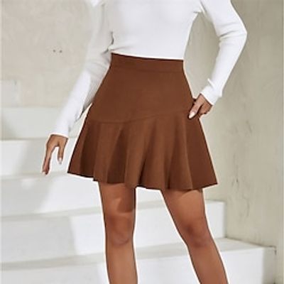 Women's Skirt A Line Mini Corduroy Pleated Black Brown Beige Skirts Ruched Elegant Fashion Casual Street Daily Fall Winter S M L Lightinthebox Women's Skirt A Line Mini Corduroy Pleated Black Brown Beige Skirts Ruched Elegant Fashion Casual Street Daily Fall Winter S M L Lightinthebox