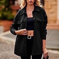 Women's Casual Jacket Active Comfortable Street Style Shacket Pocket Button Daily Wear Vacation Going out Outdoor Coat Long Green Black Blue Fall Winter Single Breasted Turndown Loose S M L XL Lightinthebox - thumbnail