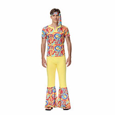 Men's Dancing Hippie Polyster Ice Silk Yellow Headpiece Costume miniinthebox