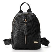 PU Leather Women Backpack Solid Alligator School Bags