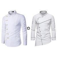 Men's As Picture Tuxedo Shirts Sets Long Sleeve Stand Collar Office  Career Going out Plain Basic Polyester Spring   Fall Lightinthebox - thumbnail