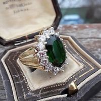 1PC Light Gold Alloy Vintage Style Ring For Women with Synthetic Emerald Jasper -Mother's Day Lightinthebox - thumbnail