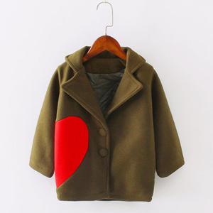 Girls Thicken Heart Woolen Coat