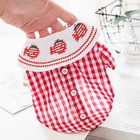 Dog Cat Shirt  T-Shirt Plaid Basic Adorable Cute Casual  Daily Dog Clothes Puppy Clothes Dog Outfits Breathable Red Blue Costume for Girl and Boy Dog Cotton Fabric XS S M L XL Lightinthebox - thumbnail