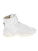 White Leather Hi Top Sneakers - thumbnail