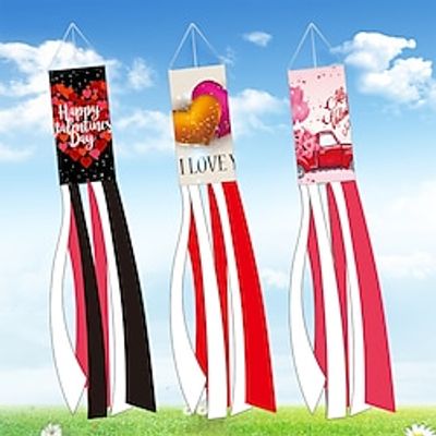 Valentine's Day Heart Windpipe Flag Outdoor Courtyard Flag Festival Atmosphere Decoration Flag Lightinthebox