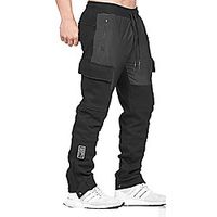 Men's Running Workout Sweatpants Straight Leg Athletic Cargo Pants Overalls with Pockets for Hiking Sports Black Lightinthebox - thumbnail