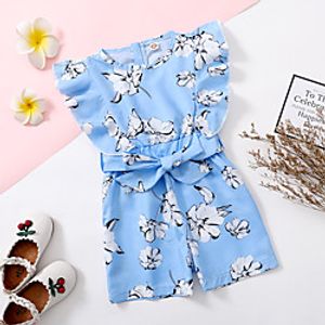 Kids Girls' Pants Light Blue Blue Floral Cute 2-6 Years miniinthebox