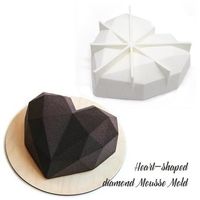 Silicone Diamond Love Heart Cake Fondant Mold Chocolate Brownie Baking Pan Tray Mousse Cake DIY Tool