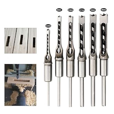 6.4-16mm HSS Square Hole Woodworking Mortise Drill Bit Set Chisel Drill Bits Square Auger Mortising Chisel Drill Set Lightinthebox