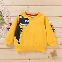 Kids Girls' Hoodie  Sweatshirt Long Sleeve Dinosaur Animal Print Yellow Children Tops All Seasons Active Regular Fit 3-6 Years miniinthebox - thumbnail
