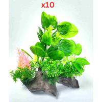 Pets Club Aquarium Plastic Plant - K408-W15xH13 Cm(Sold By 2Pcs/Pack) (Pack of 10)