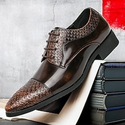 Men's Oxfords Retro Formal Shoes Brogue Dress Shoes Walking Casual Daily Leather Warm Massage Comfortable Booties  Ankle Boots Loafer Dark Red Black Yellow Spring Fall Lightinthebox
