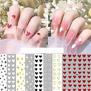 4 Stylesset Nail Stickers Love Stickers Small Fresh Nail Art Accessories White Stars Awning With Adhesive Nail Decals Lightinthebox