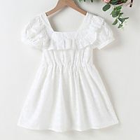 Kids Little Girls' Dress Floral Ruched Print White Yellow Blushing Pink Knee-length Short Sleeve Basic Dresses Summer Regular Fit 2-6 Years Lightinthebox - thumbnail