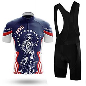 21Grams Men's Short Sleeve Cycling Jersey with Bib Shorts Summer Spandex Blue Bike Quick Dry Moisture Wicking Sports Graphic Mountain Bike MTB Road Bike Cycling Clothing Apparel  Stretchy  Athletic Lightinthebox