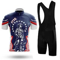 21Grams Men's Short Sleeve Cycling Jersey with Bib Shorts Summer Spandex Blue Bike Quick Dry Moisture Wicking Sports Graphic Mountain Bike MTB Road Bike Cycling Clothing Apparel  Stretchy  Athletic Lightinthebox - thumbnail