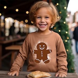 Christmas Boys 3D Gingerbread Tee Shirt Long Sleeve 3D Print Fall Winter Active Fashion Cute Polyester Kids 3-12 Years Crew Neck Outdoor Casual Daily Regular Fit Lightinthebox
