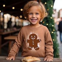 Christmas Boys 3D Gingerbread Tee Shirt Long Sleeve 3D Print Fall Winter Active Fashion Cute Polyester Kids 3-12 Years Crew Neck Outdoor Casual Daily Regular Fit Lightinthebox - thumbnail