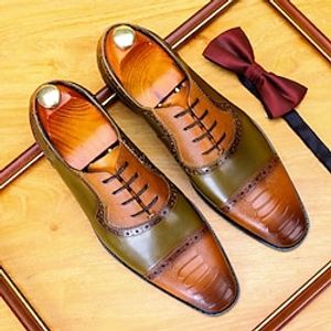 Men's Oxfords Retro Formal Shoes Brogue Dress Shoes Walking Vintage Business Classic Office  Career Party  Evening Leather Massage Height Increasing Comfortable Lace-up Black orange Coffee blue Lightinthebox