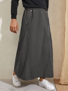 Men Martial Art Style Vintage Elastic Waist Loose Skirt