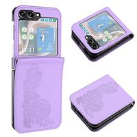 Phone Case For Samsung Galaxy Z Flip 5 Z Flip 4 Z Flip 3 Flip Cover Shockproof Flower Floral PC PU Leather Lightinthebox