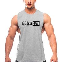 foreign trade wish summer men's cotton fitness vest running large slit sports casual round neck sleeveless t-shirt Lightinthebox - thumbnail