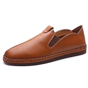 Men's Sneakers Loafers  Slip-Ons Slip-on Sneakers Driving Loafers Casual Daily Walking Shoes PU Breathable Booties  Ankle Boots Black White Brown Summer Lightinthebox