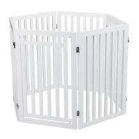 Trixie White Wooden 4Part Barrier With Door For Dogs 81Cm