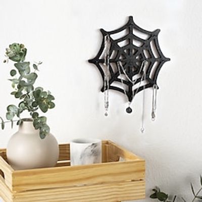 Wooden Spider Web Design Wall Hooks - Fun and Whimsical Iron Hooks for Hanging Necklaces, Jewelry, Keys, and More, Perfect Wall-Mounted Storage Rack with a Unique Twist Lightinthebox